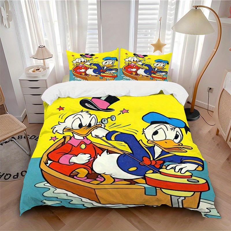 3pcs Donald Duck & Scrooge McDuck Adventure Quilt Set Soft and Comfortable Bedroom, Guest Room and Dorm Decor Bedding Set S030