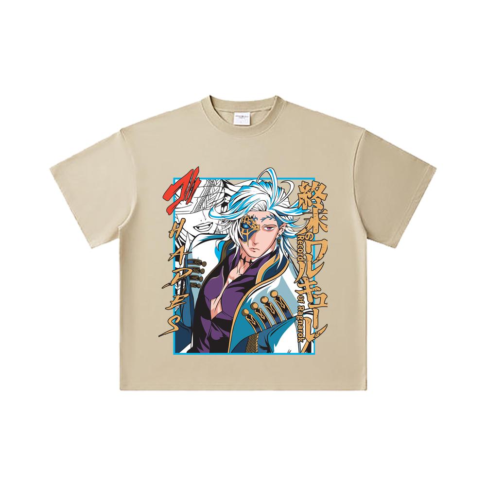 260 GSM Dubbelgarn 32's 100% Bomull Record of Ragnarok V6 Hades Tryck Unisex Tung Bomulls T-shirt