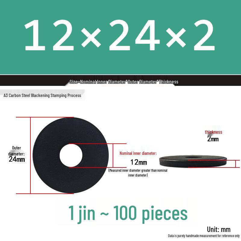 Thickened Black Flat Washer: Enhanced Round Metal Spacer for Home Use