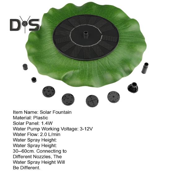 Fontanna solarna Lotus Leaf 1,4 W, pompa do kąpieli ptaków, regulowany przepływ wody, pływająca pompa do fontanny zewnętrznej do ogrodu, stawu, basenu, akwarium