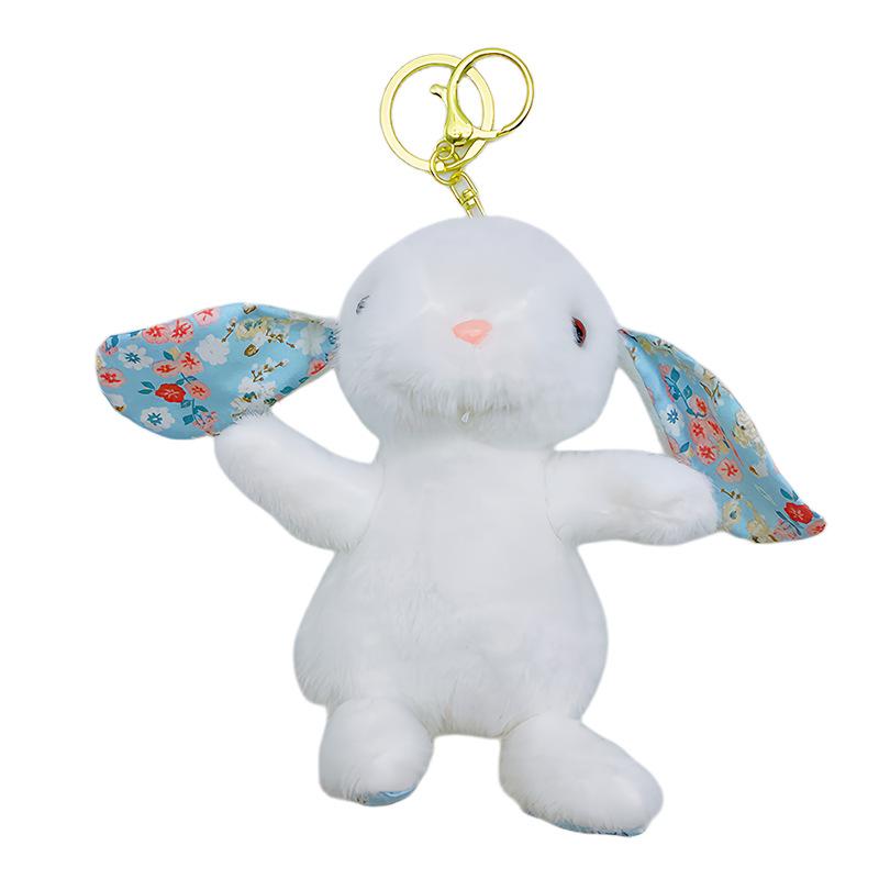 Long-eared Floral Rabbit Plush Toys, Cartoon Cute Little Rabbit Figurines, Small Pendants, Backpack Decorations, Keychains