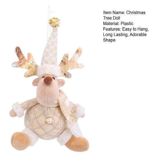 Christmas Tree Doll Decoration with Lanyard Easy to Hang Adorable Snowman Santa Claus Christmas Tree Hanging Ornament