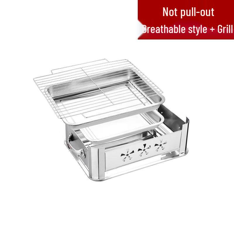 Xinhongda Stainless Steel Charcoal BBQ & Hotpot Grill 45x30cm