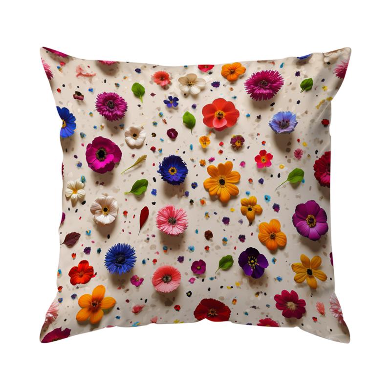3D Colorful Flower Illustration Pillowcase Throw Cushion Printing Pillow Cover Cushion Pillow Case Bedroom Office Car Supplies