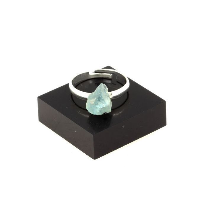Pierres et Minéraux. Bague Aigue-Marine brut plaqué argent. 9.24 ct. Taille réglable.