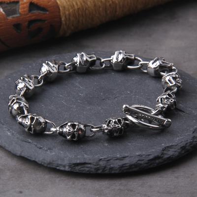 Men Punk Skull Chain Bracelet Stainless Steel New Design Fashion Charm Jewelry with Box