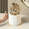 360 Degree Rotating Makeup Brush Holder Desktop Cosmetic Organizer Transparent Vanity Storage Stand No Installation Required