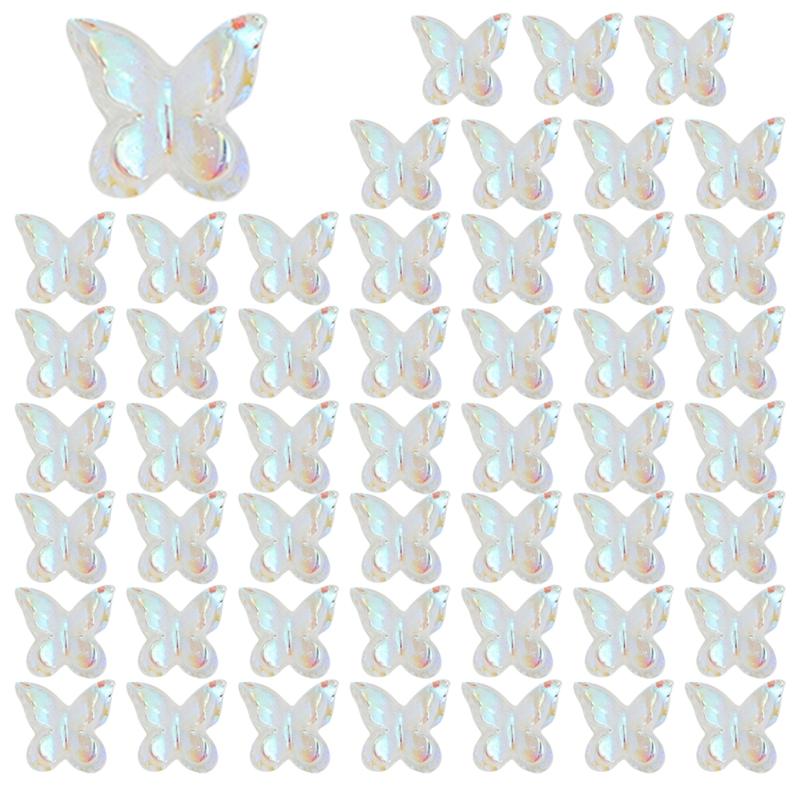 50 Pcs Butterfly Shape Nail Charms 3D Butterfly Nails Art Charms Decorations Resin Nails Supplies Manicure Accessories 1