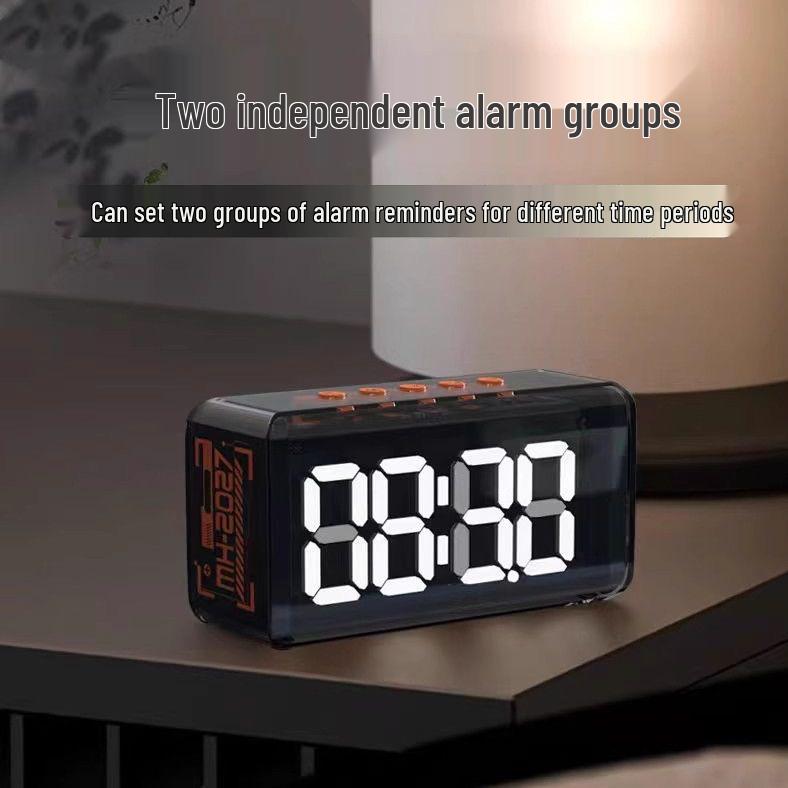 Portable Bluetooth Speaker Alarm Clock with Card Slot – Mini Wireless Bedside Desktop Speaker for Students чёрный