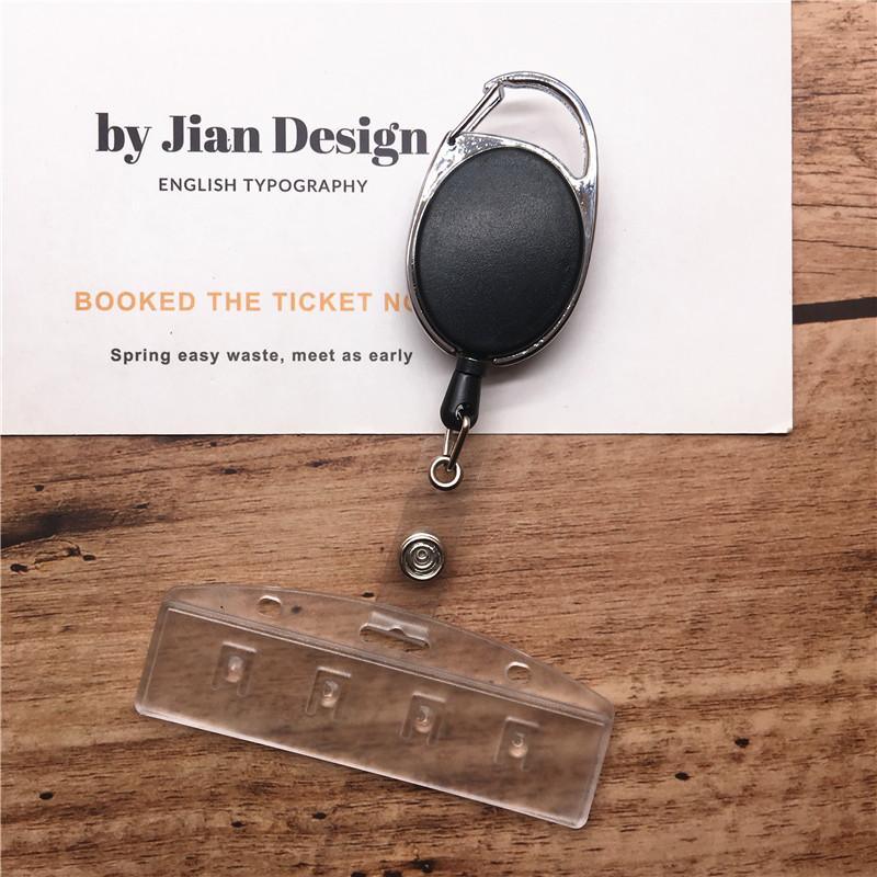 

Premium Retractable Carabiner Badge Reels with Horizontal Half Card Badge Holders for POS and Swipe Cards by Specialist ID