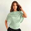 European Style Women's Solid Sleeveless Scarf Collar Top