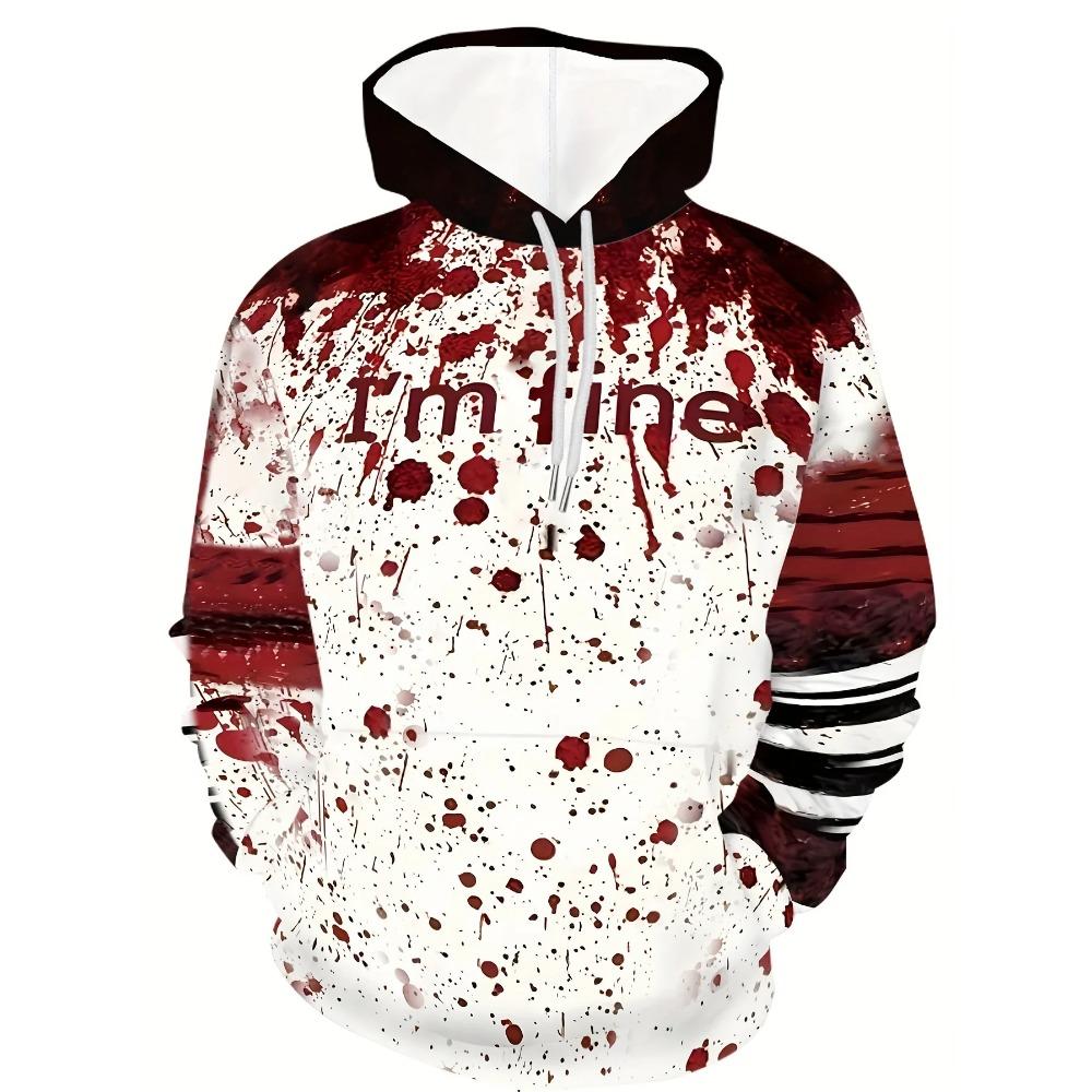 

Чоловіча толстовка на Хеллоуїн, з якої капає кров, череп, 3D-принт, топи, осіння мода, фестиваль жахів, літерний візерунок, тонкі унісекс, толстовка з капюшоном XL