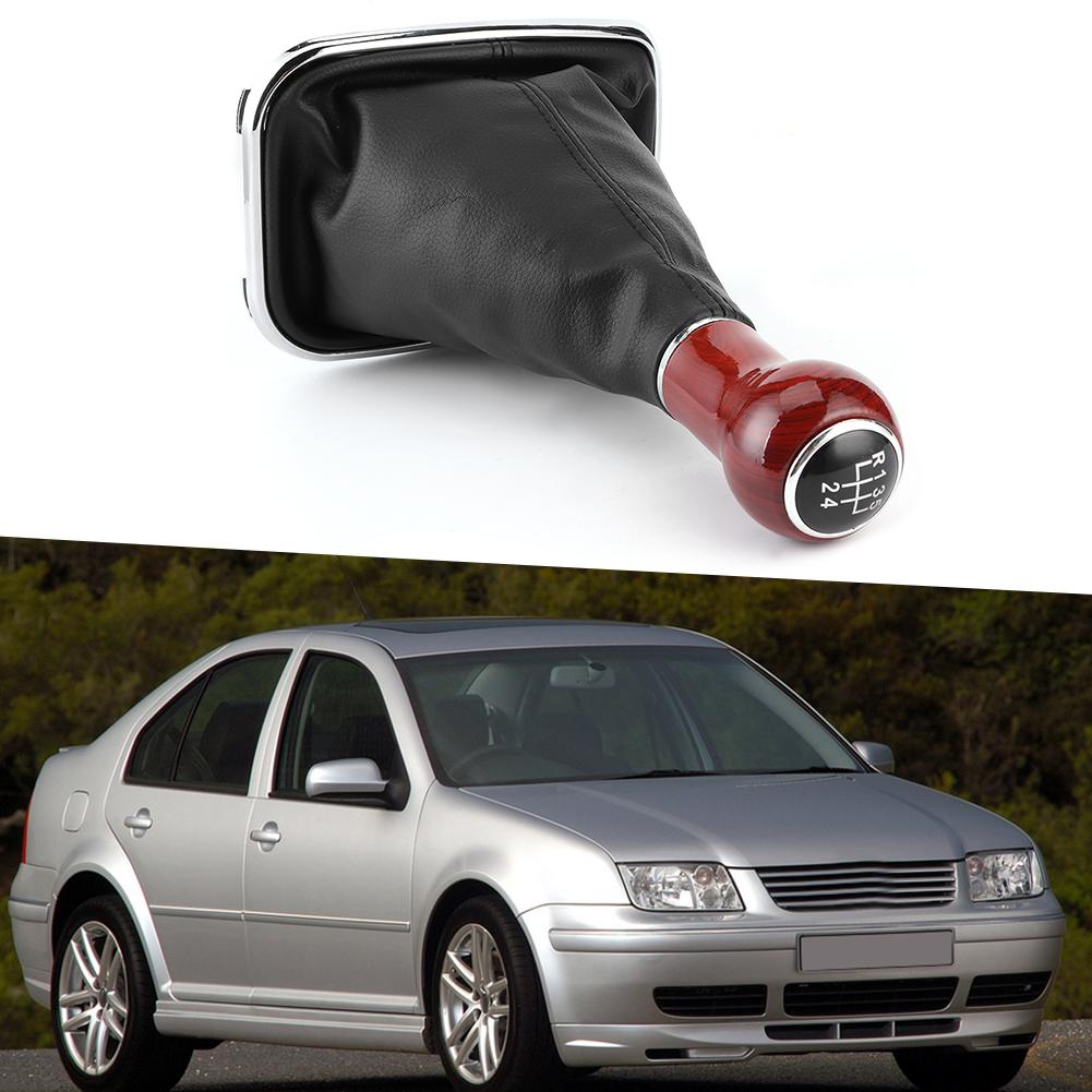 5rychlostní knoflík řadicí páky do auta z broskvového dřeva a PU kůže proti prachu Dover