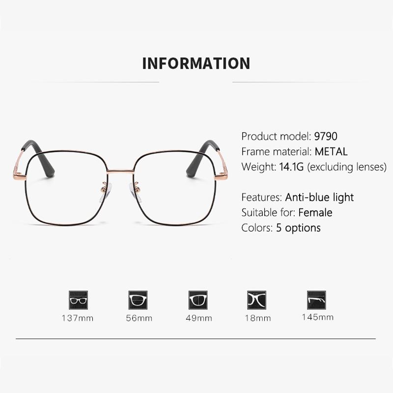 Light-sensitive Color-changing Fashionable Large-frame Anti-blue-light Myopia Metal Glasses