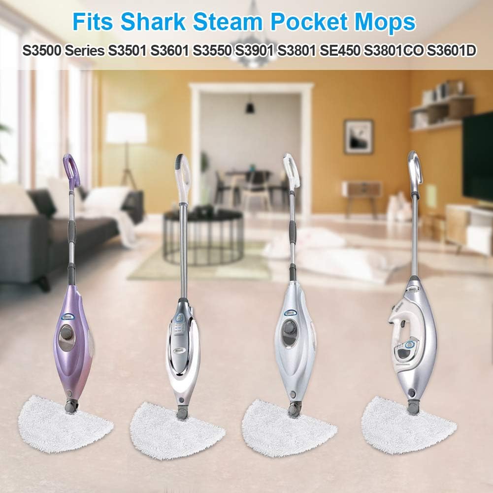 Fushing 3Pcs Steam Mop Pads, Triangle Washable Microfiber Cleaning Steamer Replacement Pads for Shark Steam Pocket Mop S3500 Series S3501 S3550 S3601