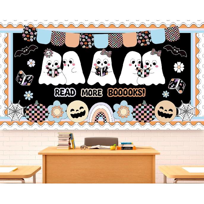 Halloween Ghost Bulletin Board Boho Cute Ghost Paper Cutouts Bulletin Border Read More Boooks Classroom Cutouts Halloween Ghosts Theme Decorations Halloween Ghost