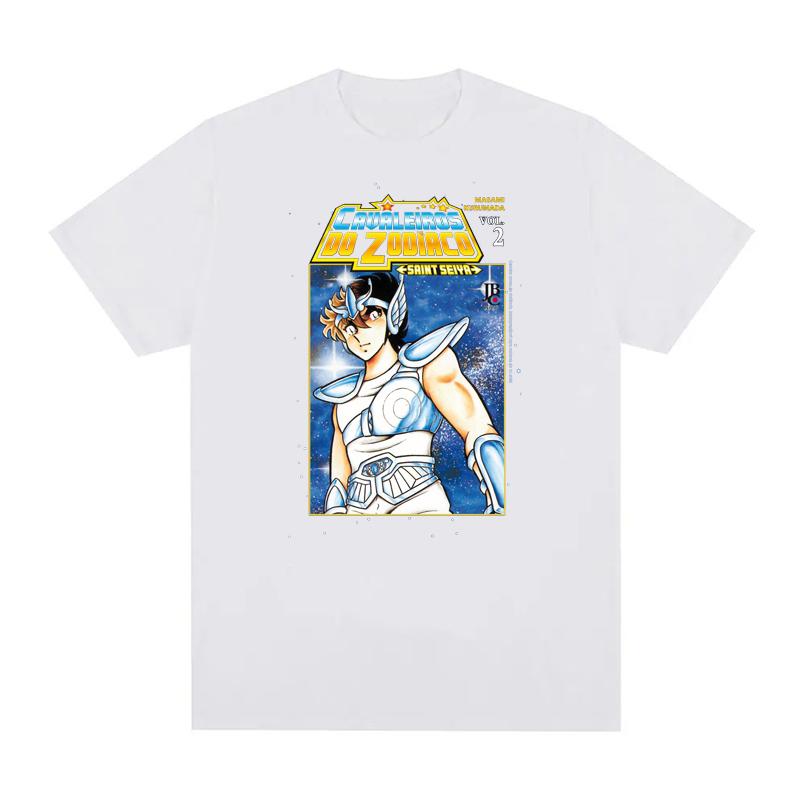 Summer Print  Anime  T Shirts Men Women Saint Seiya O Neck 100% Cotton Unisex Tops EU Size Harajuku Tops Boys Clothes