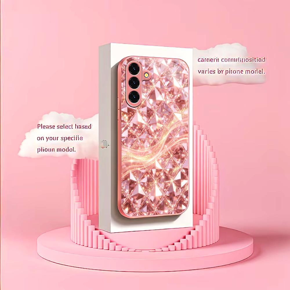 Luxurious pink diamond texture phone case s26 ultra case s25 ultra case glass for Samsung Galaxy S26 S25 S24 S23 S22FE Ultra Plu
