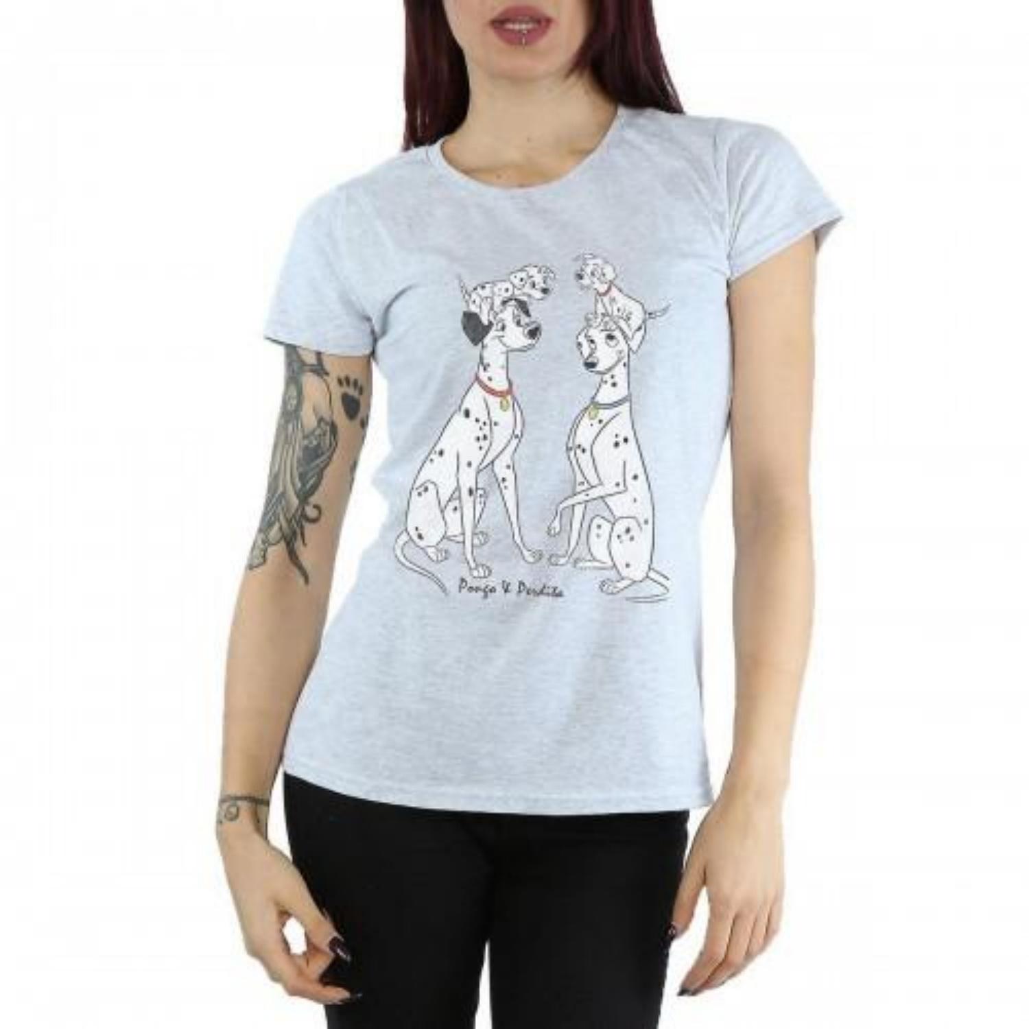 101 Dalmatians Womens_Ladies Pongo And Perdita Heather T-Shirt S чёрный