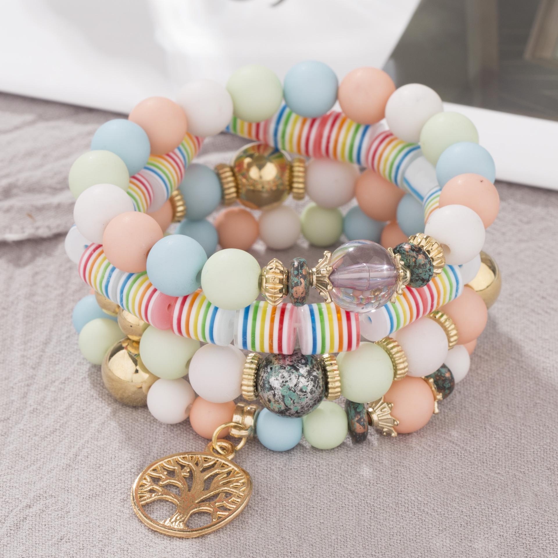 

Bohemian Multi-Layer Beaded Bracelet with Tree of Life Pendant