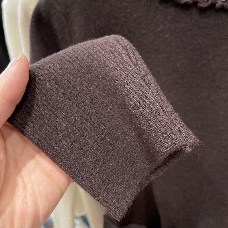Autumn/Winter New Knitted Base Sweater with Thickened Velvet for Women