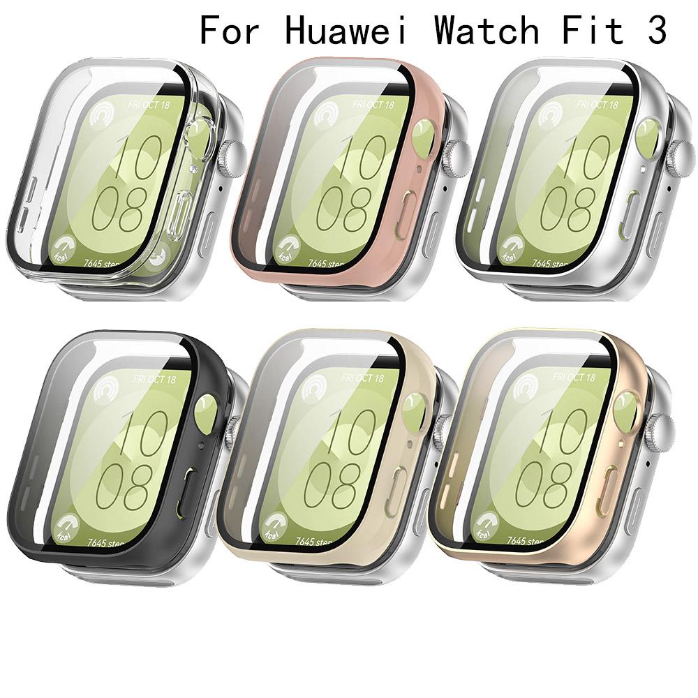 Full Protective Glass Case For Huawei Watch Fit 3 Smartwatch Screen Protector Cases Hard Cover Shell &Tempered Glass Film 2in1
