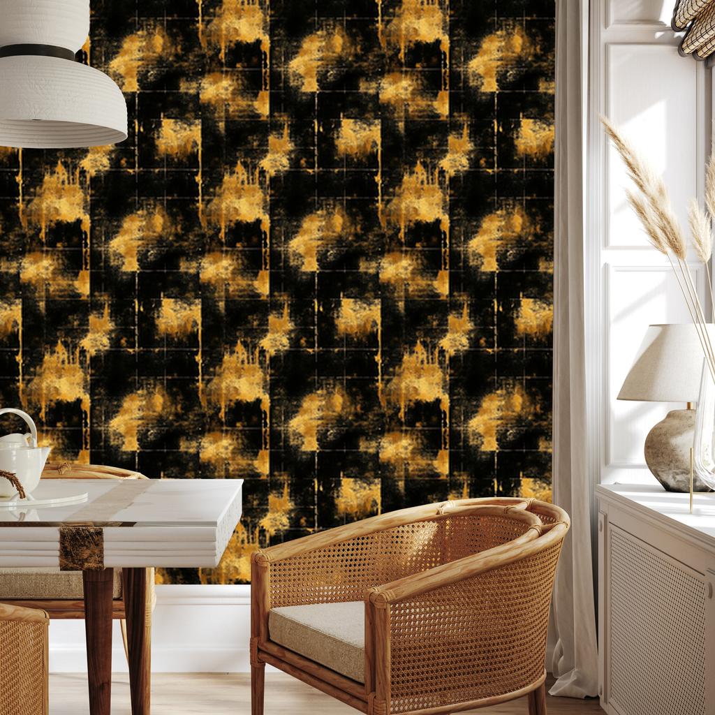 Aged Gold Ochre and Black Wallpaper for Living Room and Bedroom 50x1000