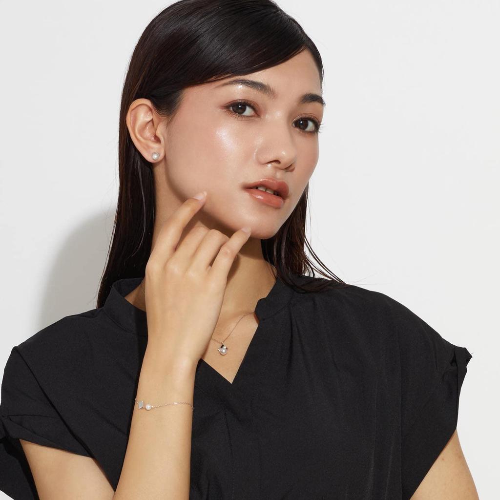 Lala Christie Akoya Pearl PT900 Pearl Women's Earrings, Platinum, Leaf, le102-0007-pt