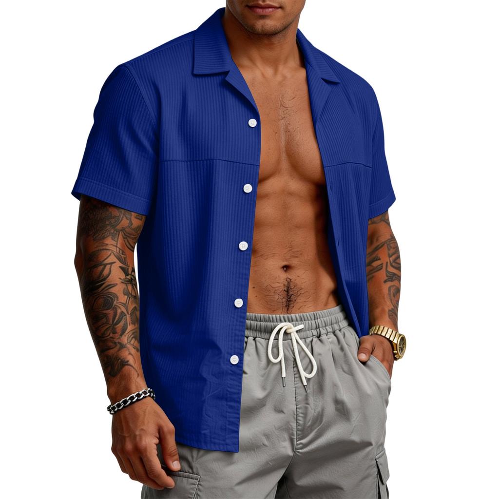 Men's Casual Stretch Short Sleeve Cardigan | Lightweight Fashion Open Front Tops For Daily Wear