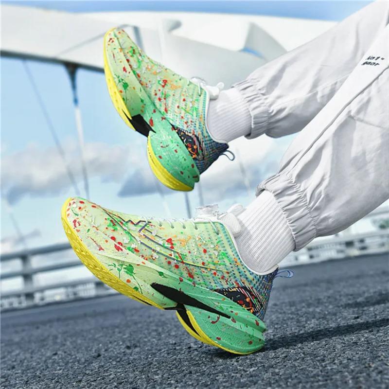 Marathon Carbon Plate Air Cushion Men Sports Running Shoes Breathable Lightweight  Comfortable Athletic Nonskid Sneakers