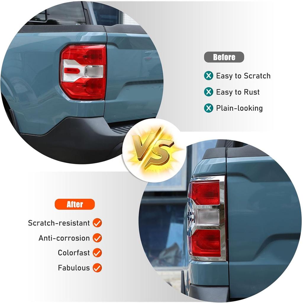 Lcojicep Car Tail Light Cover Trim Compatible with Ford Maverick 2022-2025 Rear Taillight Lamp Frame Cover Rear Headlight Frame Protection Cover