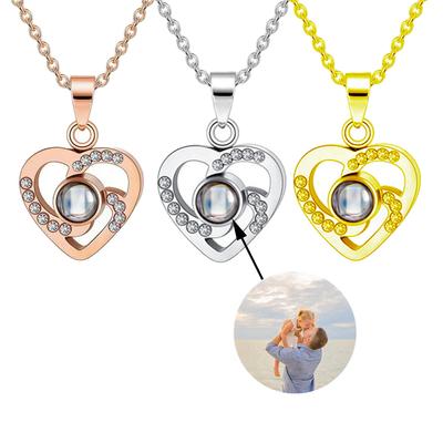 Custom Photo Projection Love Necklace with Photo Inside Crystal Pendant Projection Photo Necklace with Photo Projection