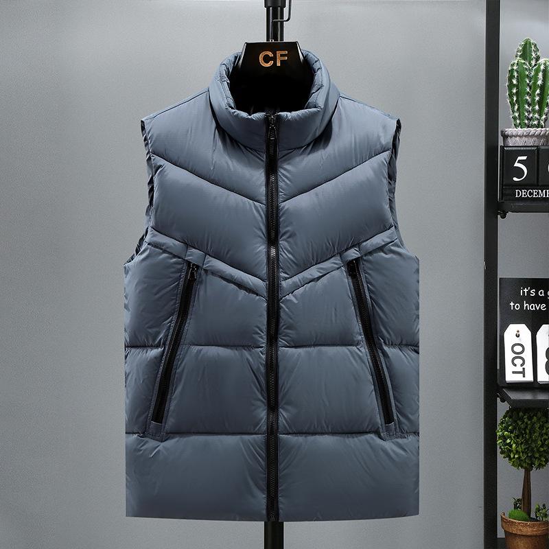 Men's Plus Size Winter Fashion Cotton Vest - Trendy Sleeveless Jacket with Stand Collar