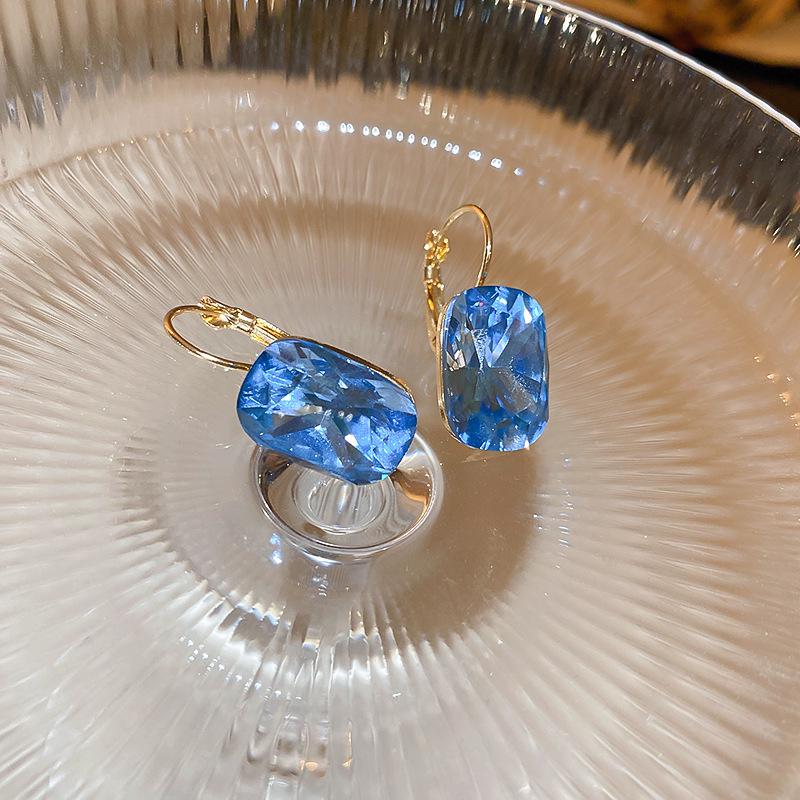 Silver Needle Butterfly Heart Earrings with Blue Gradient Drip - Elegant Autumn/Winter Studs