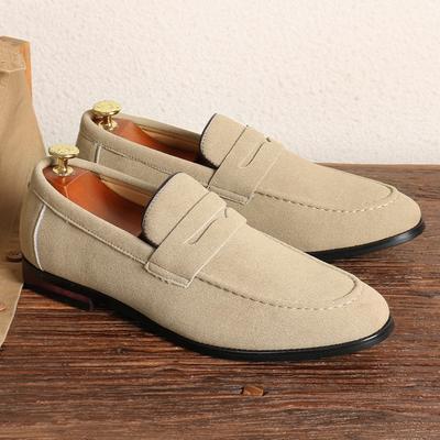 Mode Herren Freizeitschuhe Wildleder Slipper Mode Slip-on Lederschuhe Weiche Unifarbene Kleiderschuhe Hochzeit Ballerinas Übergröße Business Herrenschuh