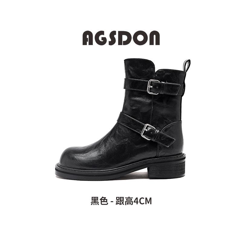 Martin boots new autumn thick heel thick sole black Maillard retro spring and autumn single boots 35