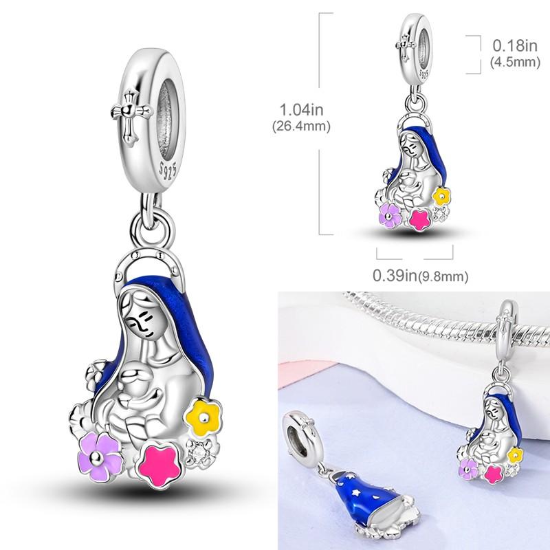 Fit Original Pandora Bracelet The Virgin Mary Charms Copper Our Lady Bead Dangle Pendants Diy Jewelry Marking Gift