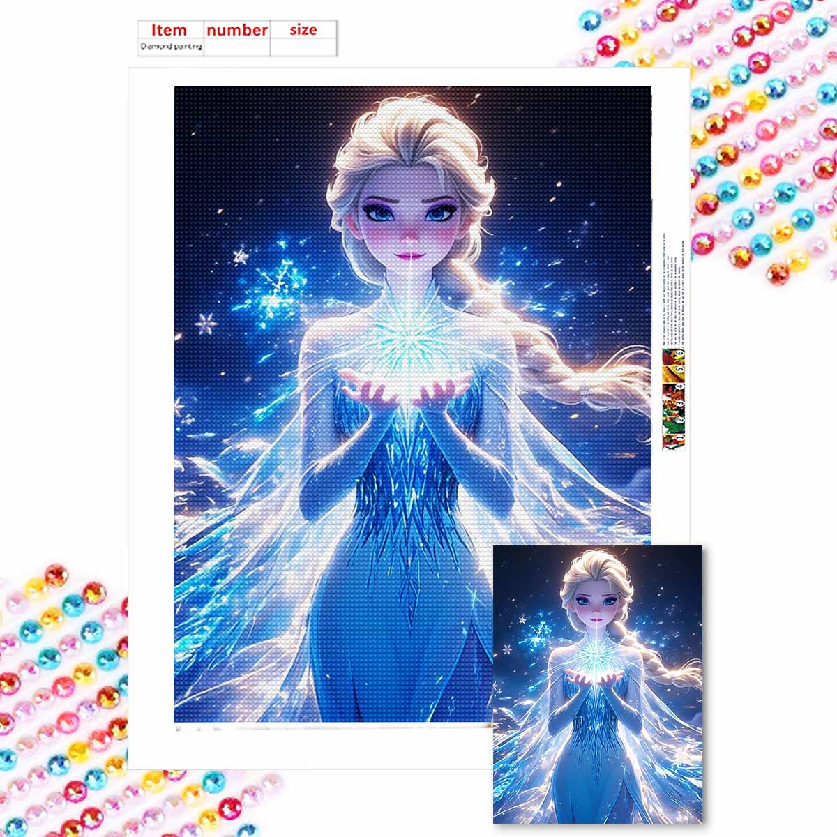 

Алмазная живопись своими руками Эльза, Снежная королева Набор для вышивания крестиком Мозаичное искусство Алмазная живопись Полная выкладка круглыми алмазами Украшение для дома Round 20x30cm