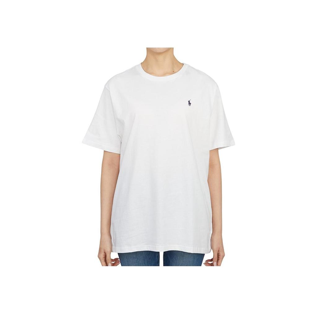 Polo Ralph Lauren მაისური Ss22 საბავშვო სუფთა ბამბა სადა ფერი მრგვალი ყელი მოკლე სახელო საბავშვო ტოპი თეთრი 323832904-035