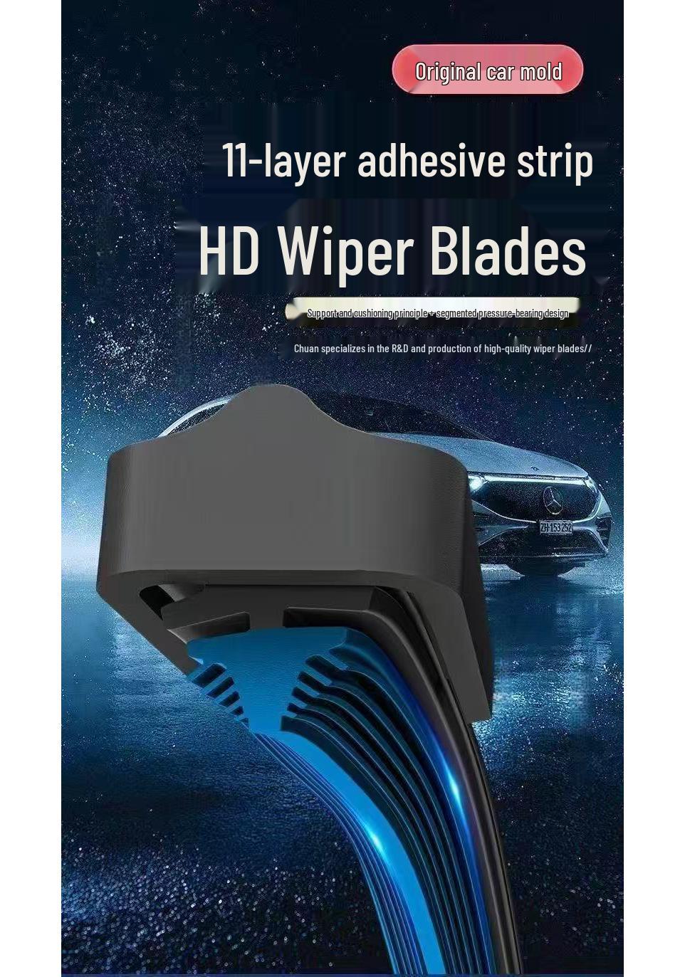 Jaguar XJ, XJL, XF, XE, XEL, XFL, F-PACE Frameless Wiper Blade Rubber Strip Pair: Front Wipers for Jaguar XJ/XJL [10-19]