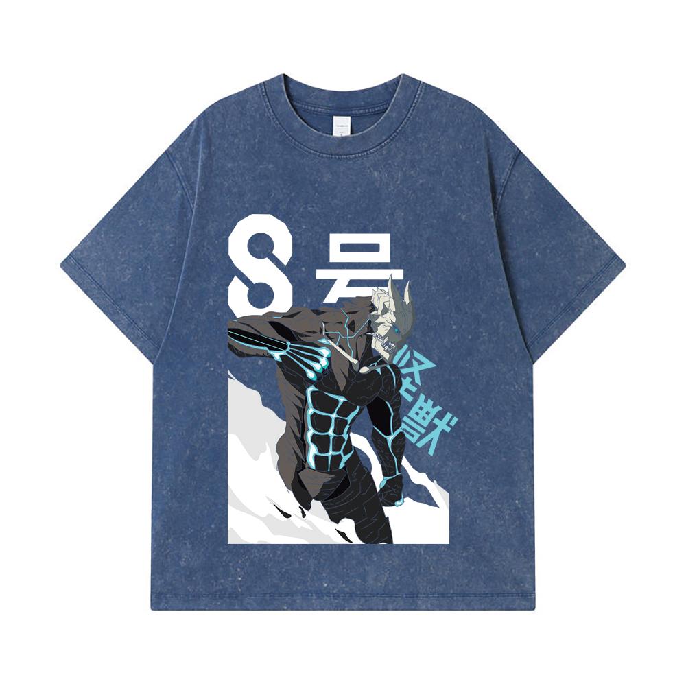 

275 GSM Washed T-shirts 100% Cotton Kaiju No 8 V6 Kafka Print Unisex Heavy Cotton T Shirt 2XL королівський синій колір