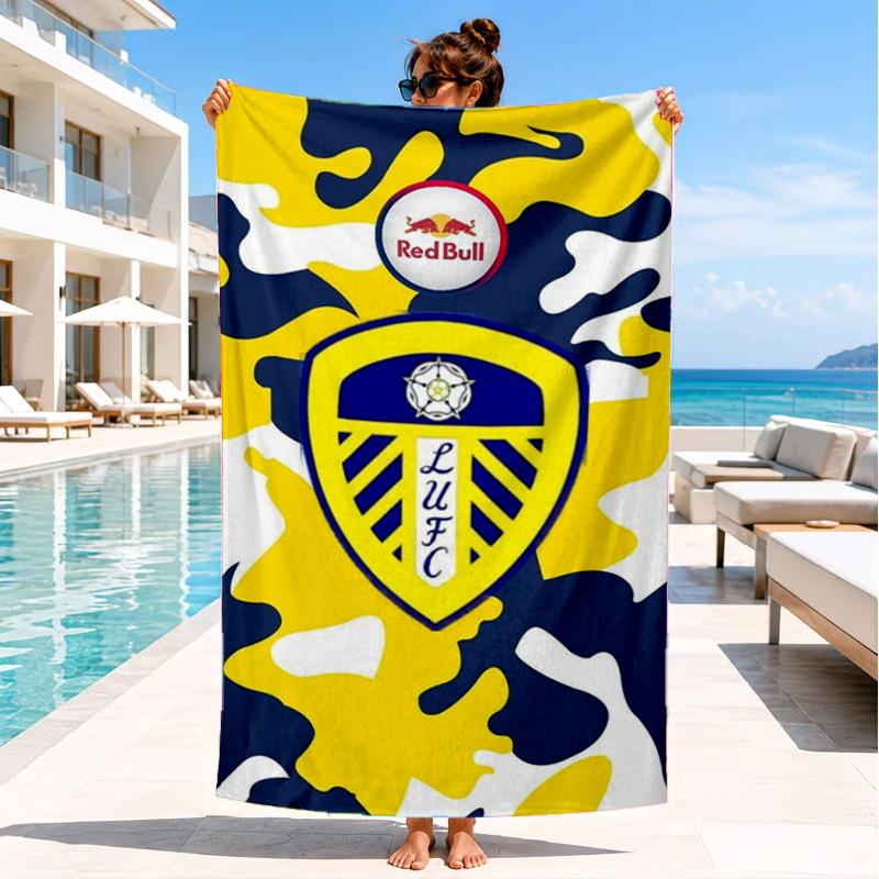 Leeds United Wappenmuster Strandtuch, Schnelltrocknend, Pflegeleicht, Geeignet für Fitness und Strandurlaub, Sport-Essential