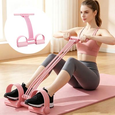 Banda de Resistencia con Pedal y Mango, Ejercitador de Tobillo de Pedal de 8 Tubos, Cuerda de Tensión Multifunción para Entrenamiento de Brazos, Piernas, Cintura y Hombros