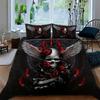 Sugar Skull Duvet Cover King 3D Skull Bedding Set For Boys Girls Bones Skeleton Blue Roses Comforter Cover With Pillowcases