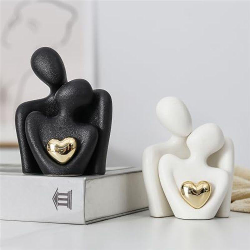 Mini Couple Statue Tv Stand Decor Home Decor Knick Knacks Couples Love Office Show Pieces White A