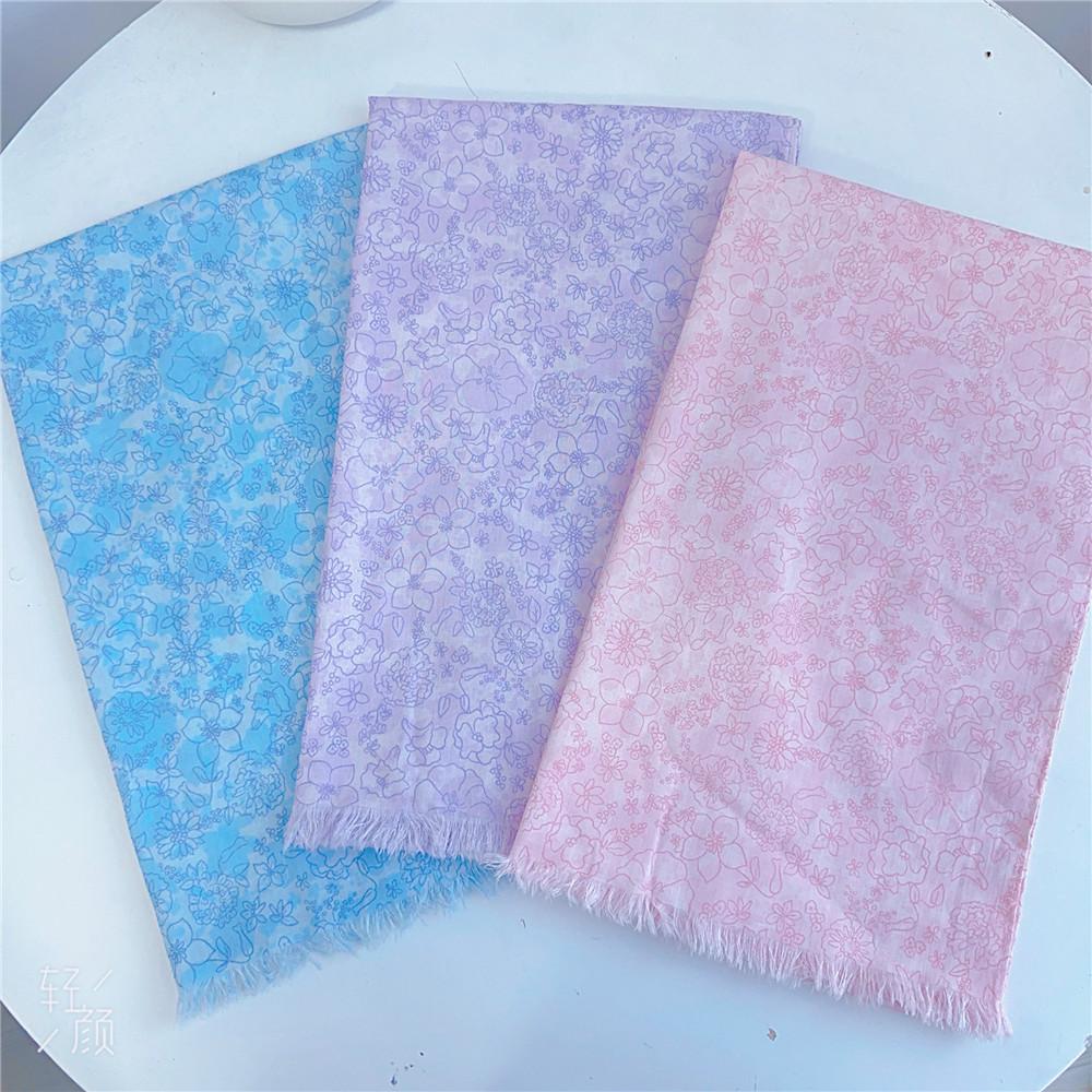 Spring and Summer New Thin Breathable 100% Cotton Floral Scarf Women's Sunscreen Shawl Versatile Japanese Floral Scarves