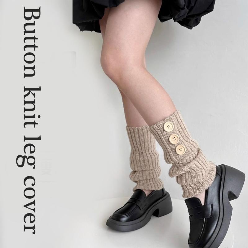 Lolitas Leg Warmers for Women Girls Button Leg Warmer Winter Knitted Long Socks Gothic Harajuku Leg Cover Streetwear