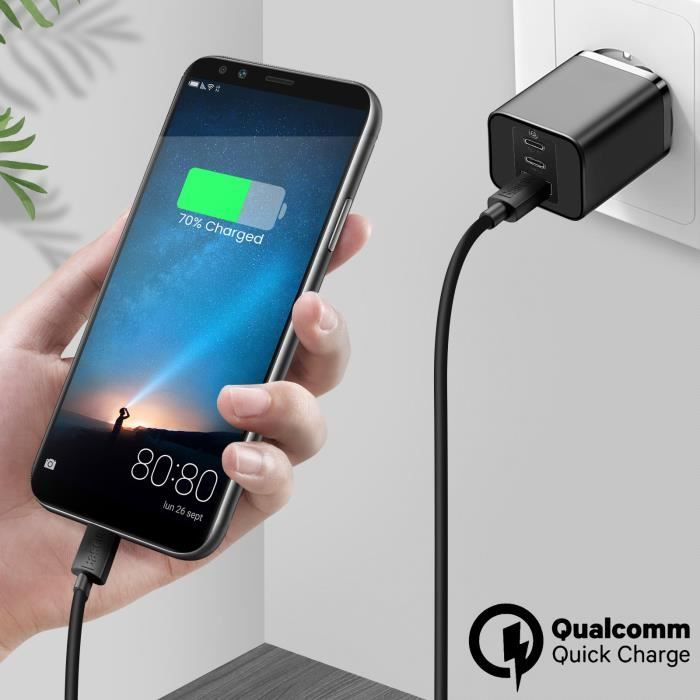 65W Wall Charger GaN 2 Technology Anti-overheating Compact Size Baseus Black Black