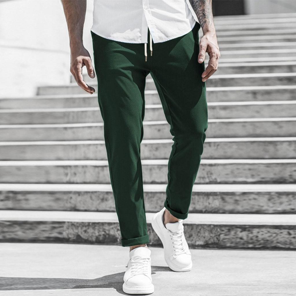 Herren Casual Mode Neun-Punkte-Hose Einfarbig Lässige Taschenhose
