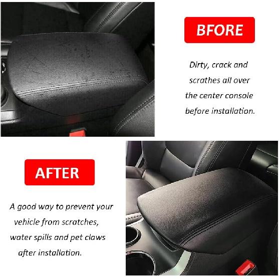 DEYTOP Console Armrest Cover For Ford Explorer 2011- Center Console Crusion Pad For  2017 2016-2011 Explorer Anti-Scratch Leather Armrest Crusion